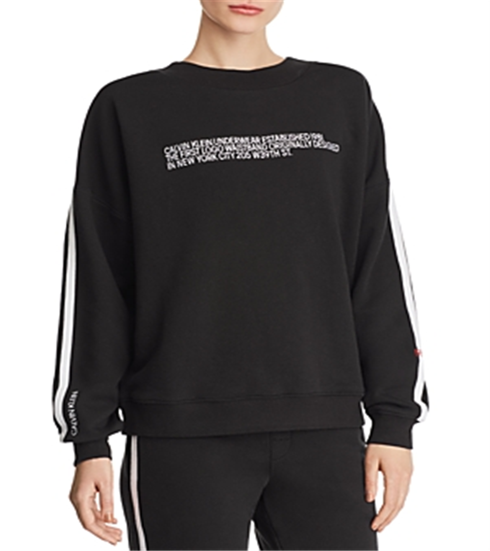 Calvin Klein Women's Statement Long Sleeve Logo Sweatshirt Gray Size XL