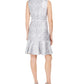 Natori Women's Mosaic Tile Obi Belt Ruffle Dress Gray Size 10