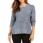 Style & Co wOMEN'S Petite Striped Metallic-Threaded Sweater Blue Size Petite S