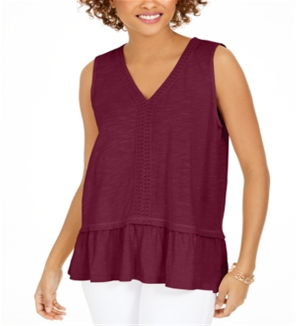 Style & Co Women's Ruffle Hem Tank Purple Size X-Large