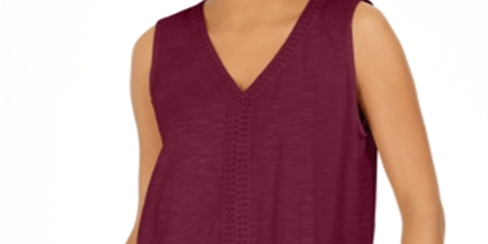 Style & Co Women's Ruffle Hem Tank Purple Size X-Large