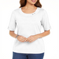 Karen Scott Women's Cotton Ring Top White Size Small