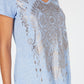 Style & Co Women's Metallic Print High Low Top Blue Size X-Large