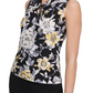 Tommy Hilfiger Women's Floral Print Twist Neck Top -Navy Size S
