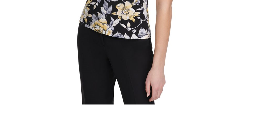 Tommy Hilfiger Women's Floral Print Twist Neck Top -Navy Size S