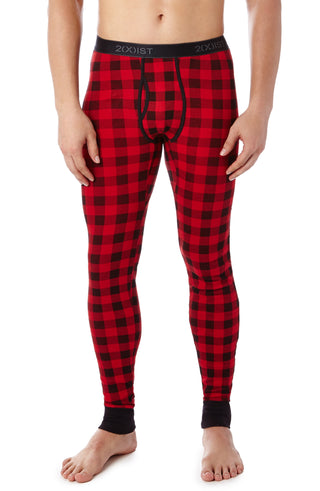2(X)IST Men's Cotton Long John Pants Red Size Large