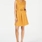 Monteau Women's Belted Fit & Flare Dress Yellow Size Petite X-Large