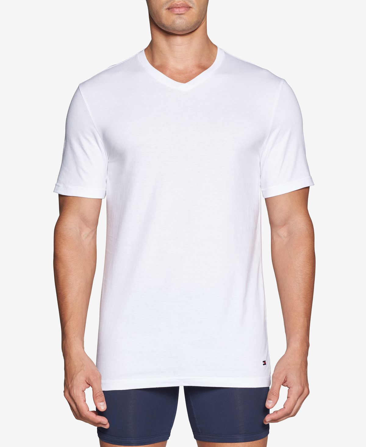 Tommy Hilfiger Men's 4 Pack Value Pack V Neck T Shirt White Size Large