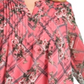 Charter Club Women's Printed Pintuck Front Top Pink Size 0X