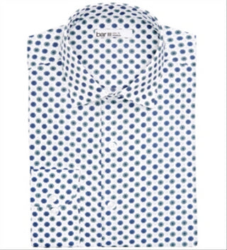 Bar III Men's Daisy Dot Slim Fit Collared Dress Shirt White Size L-16.5x34-35