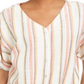 Style & Co Women's Striped Tie Front V Neck Top Pink Size Medium