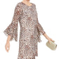 INC International Concepts Women's Animal Print Shift Dress BeigeSize 12