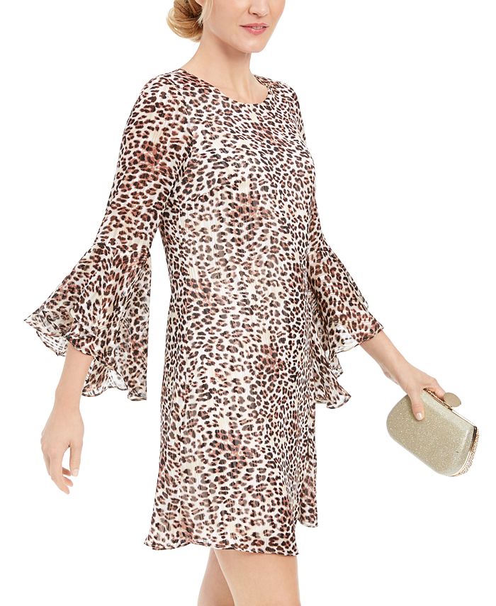 INC International Concepts Women's Animal Print Shift Dress BeigeSize 12