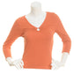 Almost Famous Juniors Ribbed Knit O-Ring Accent V-Neck Top Terracotta  Size Medium