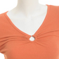 Almost Famous Juniors Ribbed Knit O-Ring Accent V-Neck Top Terracotta  Size Medium