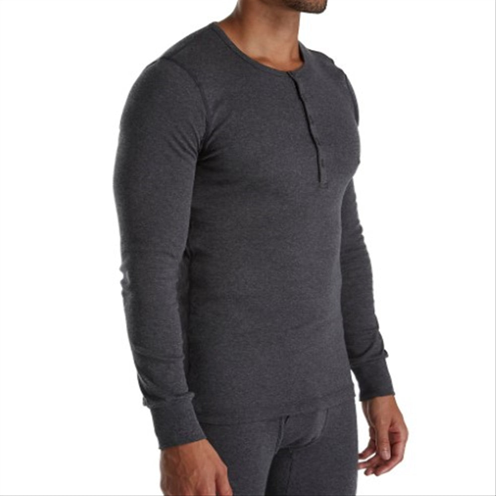 2(x)ist Men's Essential Long Sleeve Henley Shirt Gray Size Medium