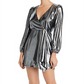 French Connection Women's Faux Wrap Coktail Mini Dress Silver Size 4