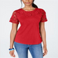 Charter Club Women's Cotton Embroidered T-Shirt Red Size Petite XL