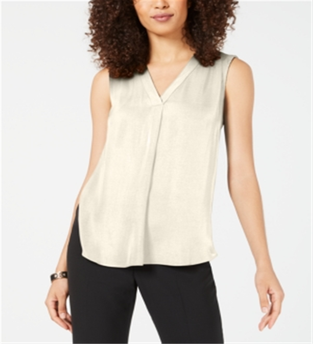 Alfani Women's Satin V-Neck Tank Top Yellow Size X-Large