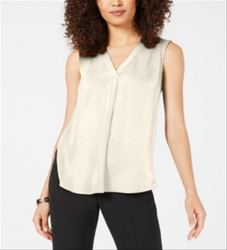 Alfani Women's Satin V-Neck Tank Top Yellow Size X-Large