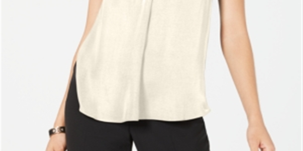 Alfani Women's Satin V-Neck Tank Top Yellow Size X-Large
