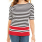 Karen Scott Women's Dahla Striped Boat Neck Top White Size Petite M
