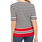 Karen Scott Women's Dahla Striped Boat Neck Top White Size Petite M