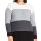 Vince Camuto Women's Plus Colorblock Waffle Tunic Sweater Gray Size 2X