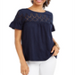 Style & Co Women's Eyelet Top Blue Size Petite S