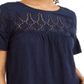 Style & Co Women's Eyelet Top Blue Size Petite S