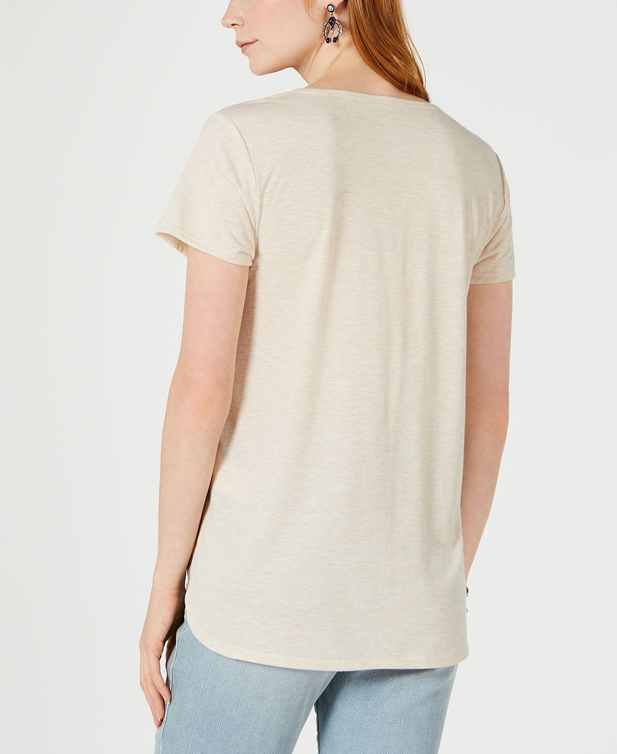 Style & Co Women's Graphic Step Hem Top Beige Size XXL