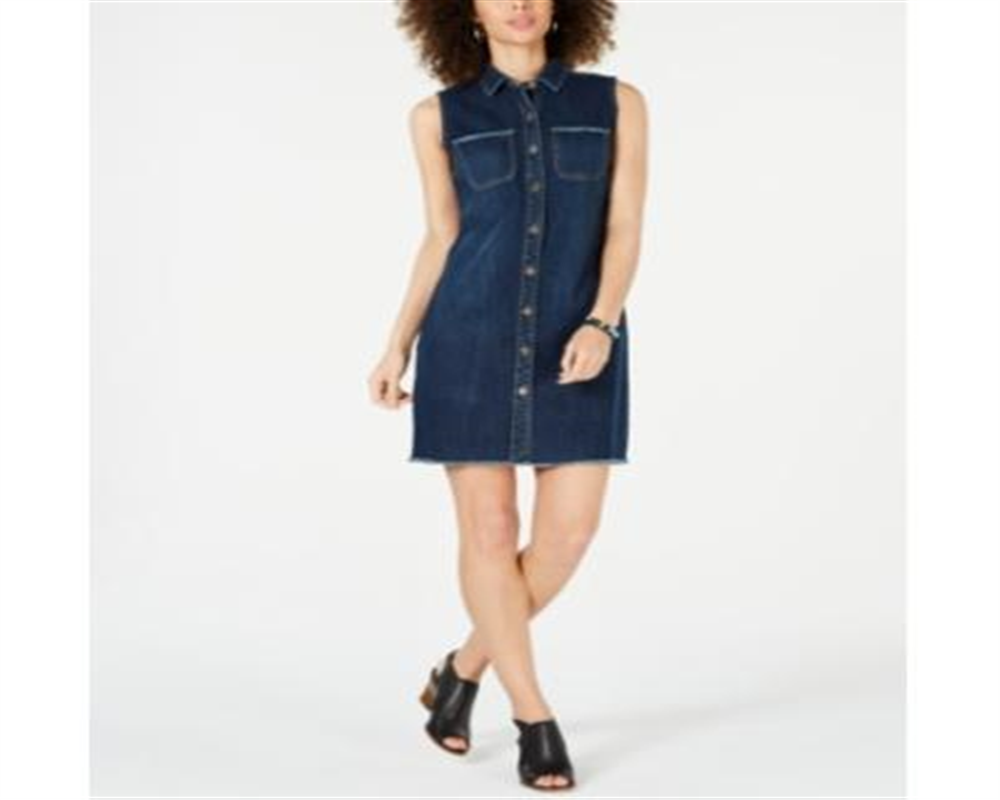 Style & Co Women's Denim Shirtdress Blue Size 10