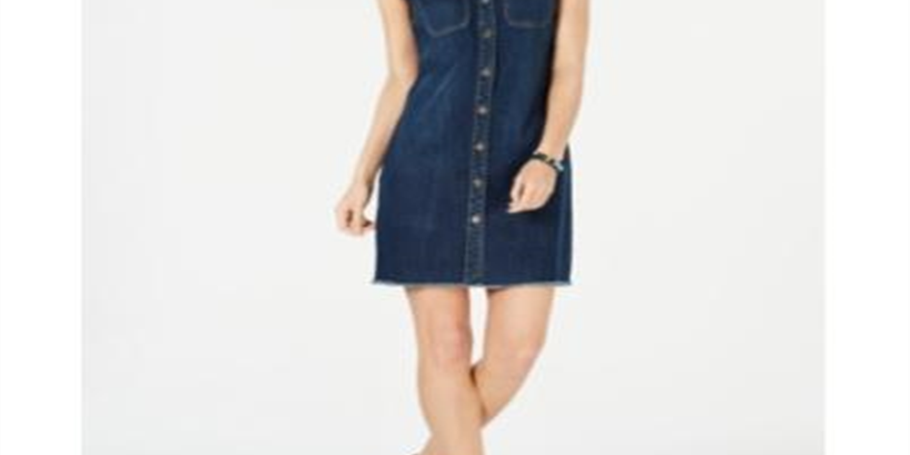 Style & Co Women's Denim Shirtdress Blue Size 10