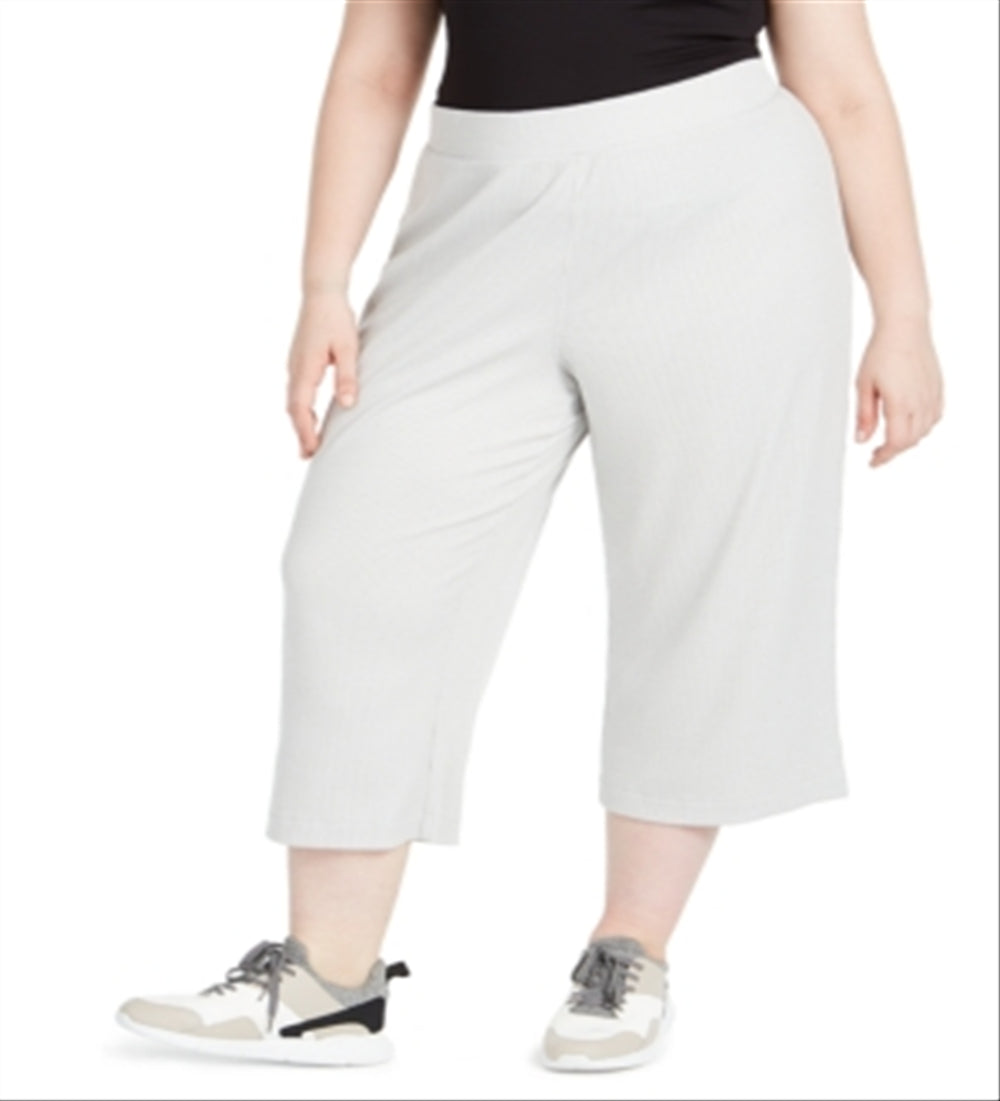 Ideology Women's Plus Ribbed Culottes Gray Size 2X