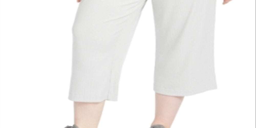 Ideology Women's Plus Ribbed Culottes Gray Size 2X