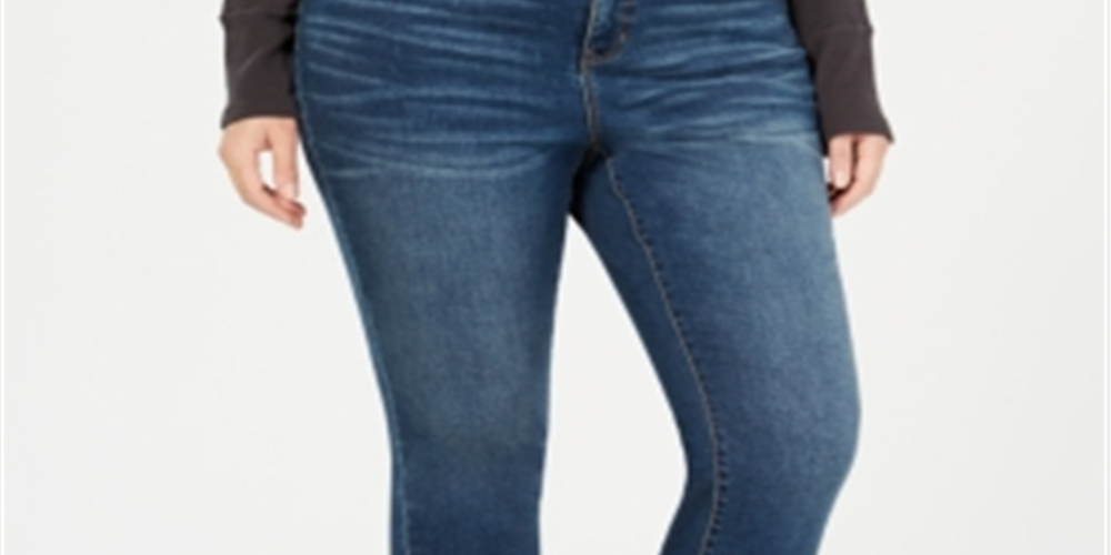 Style & Co Women's Plus Mid Rise Curvy Fit Skinny Jeans Blue Size 24W