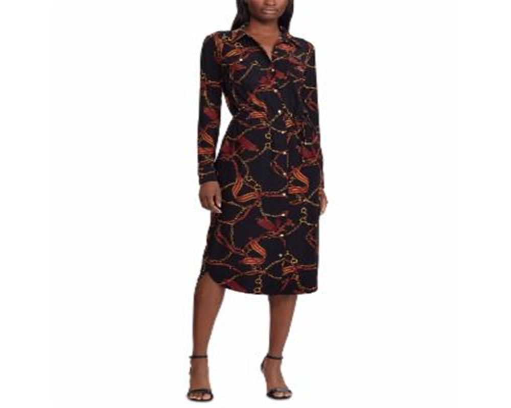 Ralph Lauren Women's Kerrojan Printed Shirtdress Black Size Large