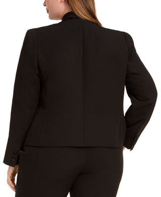 Bar III Women's Trendy Plus Tuxedo Satin Trim Blazer Black Size 14W