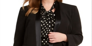 Bar III Women's Trendy Plus Tuxedo Satin Trim Blazer Black Size 14W