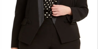 Bar III Women's Trendy Plus Tuxedo Satin Trim Blazer Black Size 14W