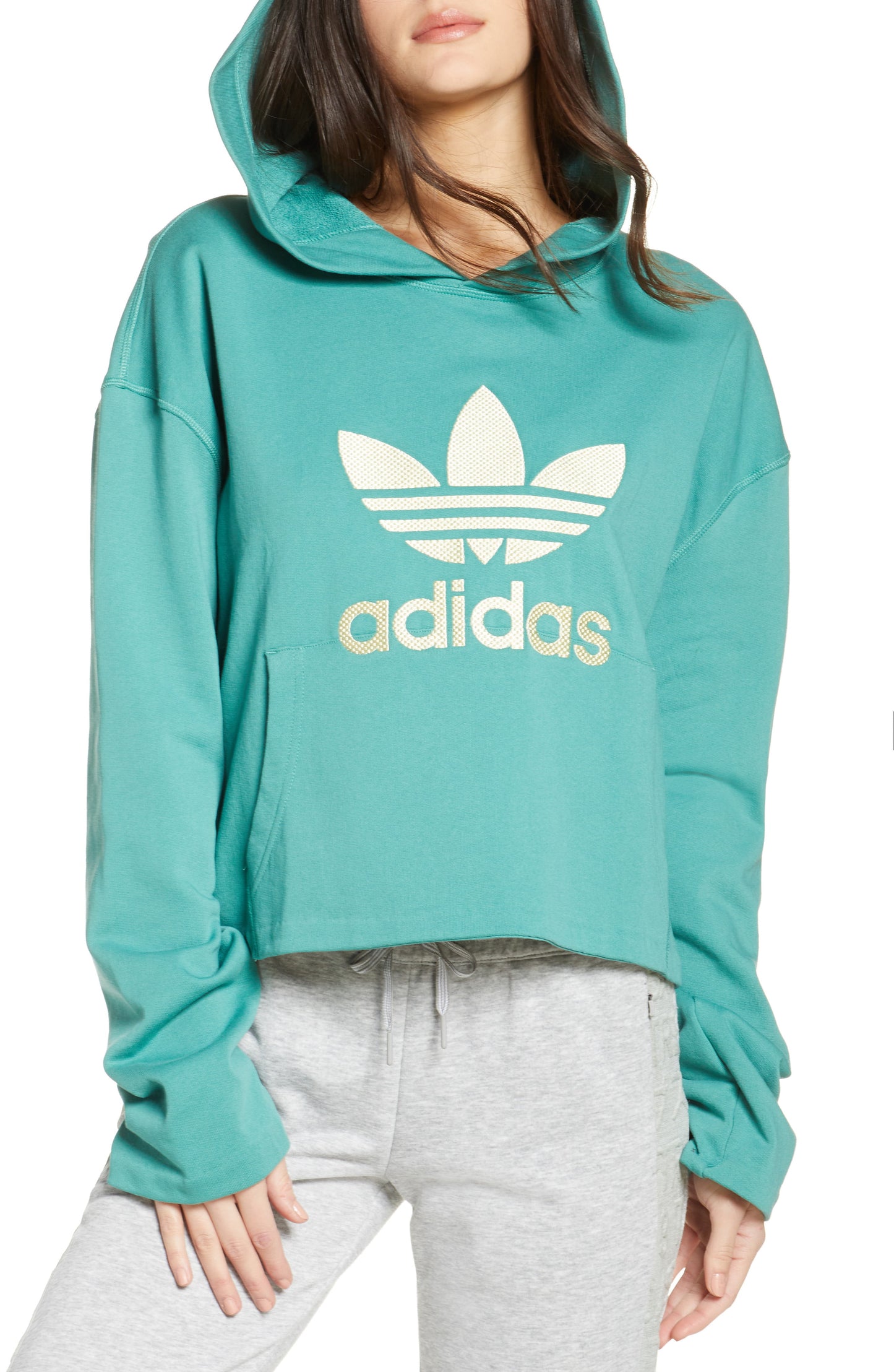 Adidas Women's Cotton Embroidered Logo Hoodie Blue Size X-Small