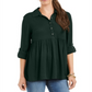 Style & Co Women's Roll Sleeve Oversized Shirt Green Size Small