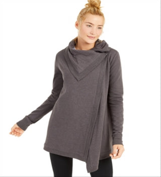 Ideology Women's Snap Long Sleeve Open Cardigan Top Gray Size Small