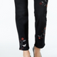 Style & Co Women's Embroidered Curvy Fit Slim Ankle Jeans Black Size 14