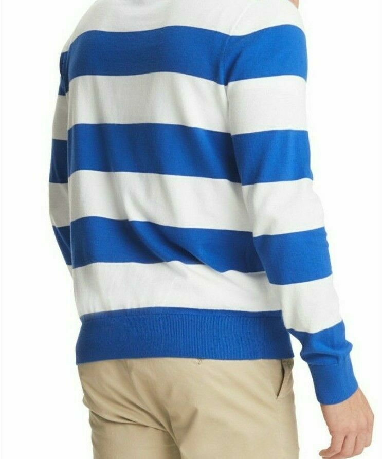 Tommy Hilfiger Men's Signature Rugby Striped Sweater Blue Size XL