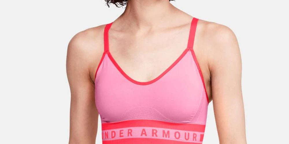 Under Armour Women's Seamless Longline Sports Bra Pink Size X-Small