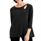 Alfani Women's Cut Out Crewneck Blouse Black Size L
