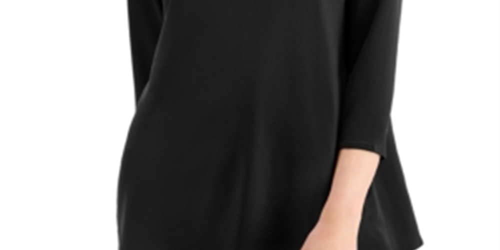 Alfani Women's Cut Out Crewneck Blouse Black Size L