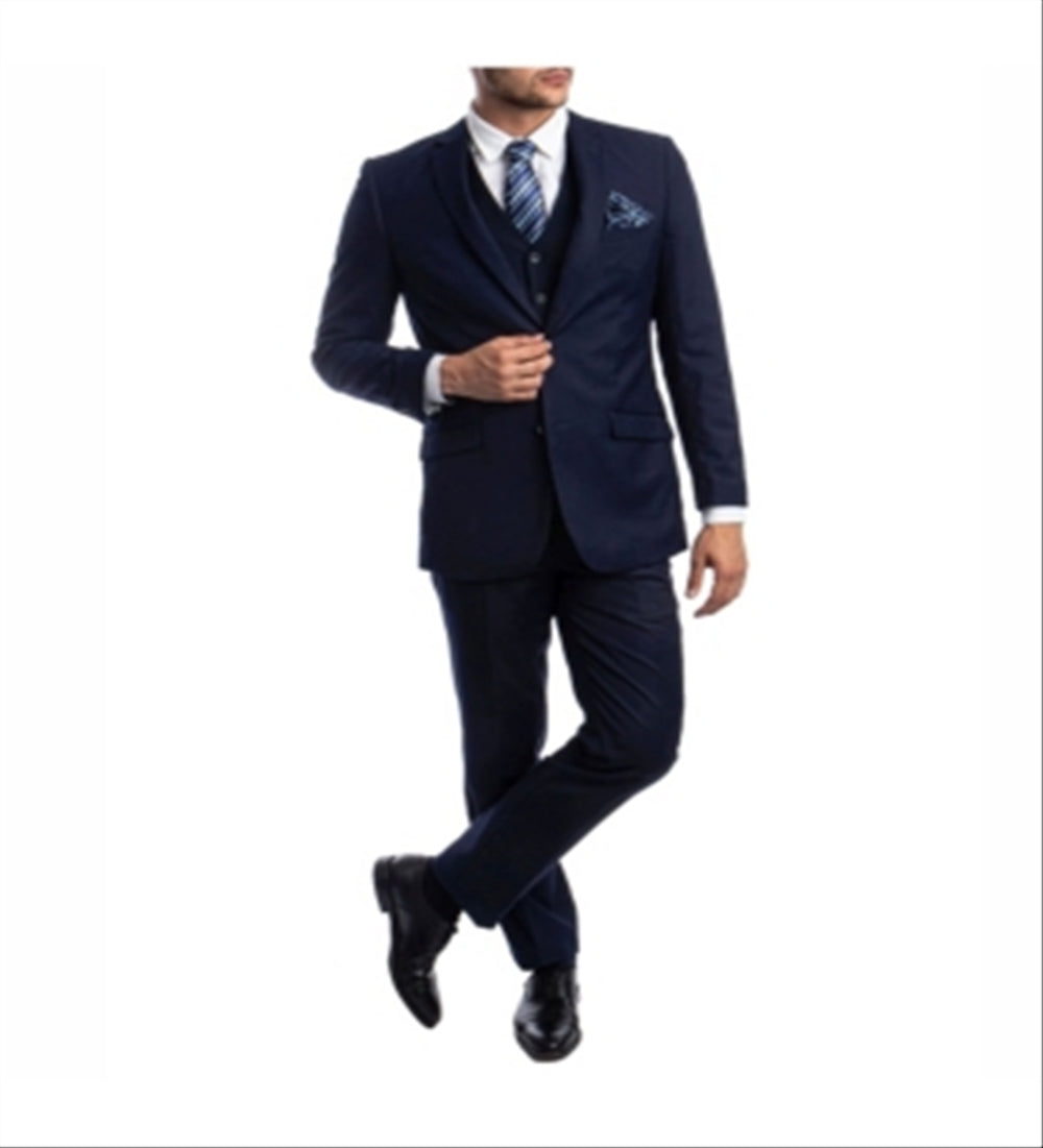 Azzuro Men's Slim Fit Notch Lapel Suit Blue Size 52R/46