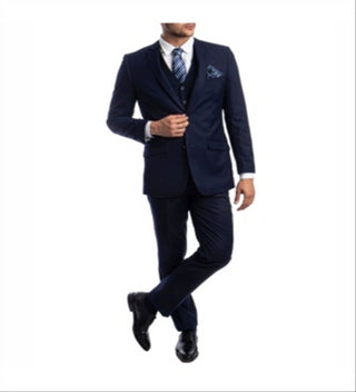 Azzuro Men's Slim Fit Notch Lapel Suit Blue Size 52R/46